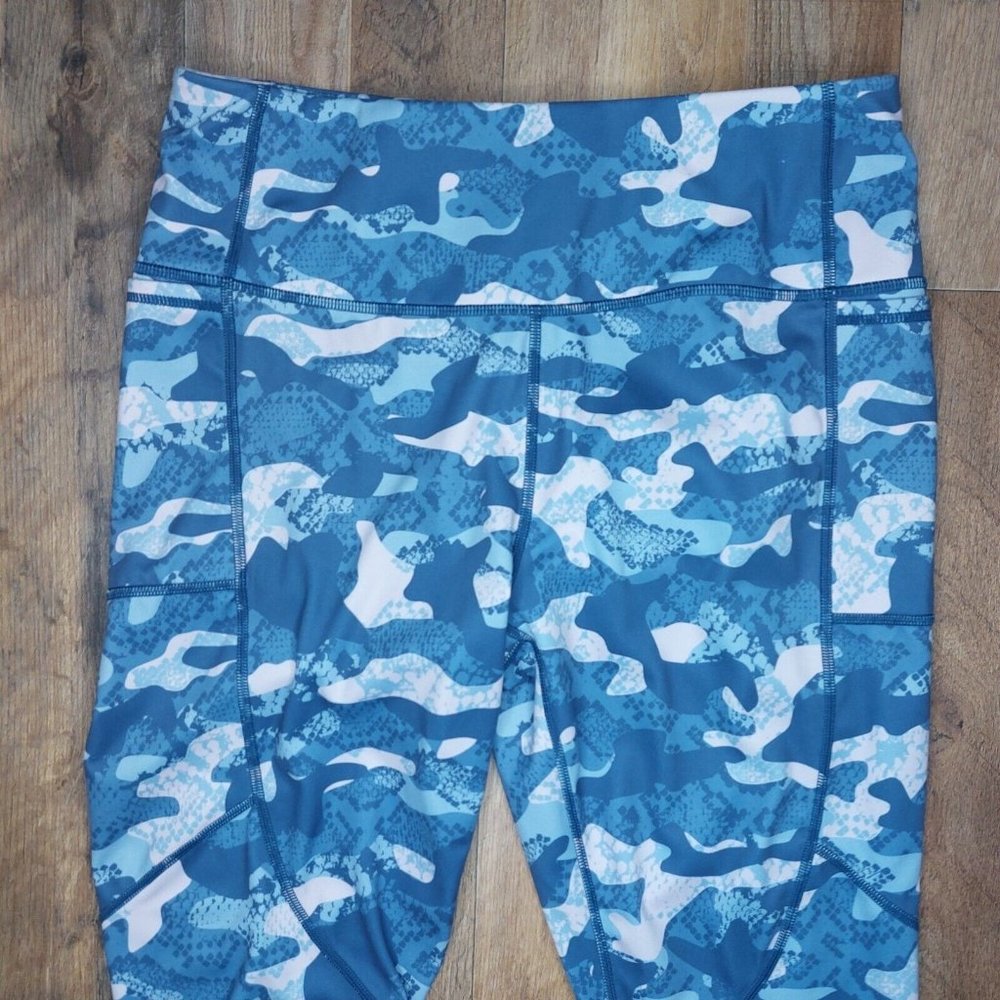 Reebok Precision Womens Large Ankle Leggings Slate Blue Pink Camo - Picture 16 of 16